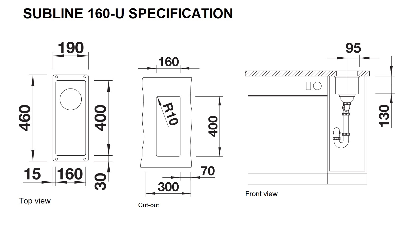 blanco sublime 160-u black SPEC